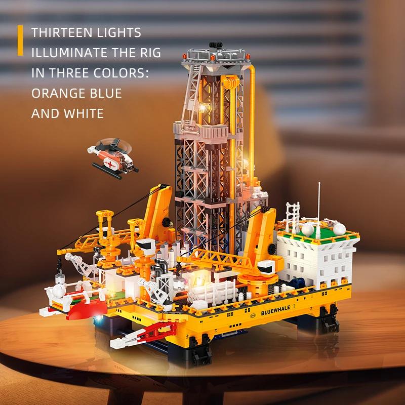 3271KS Offshore ropné vrty Stavební bloky Model vrtné plošiny Světelné kostky Stolní ozdoby Dětské vzdělávací DIY hračky Dárek