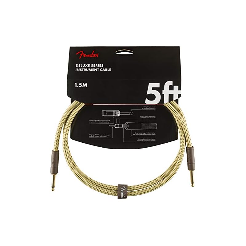 Fender Deluxe Series Instruments Cable, Straight/Straight, 5', Tweed 08