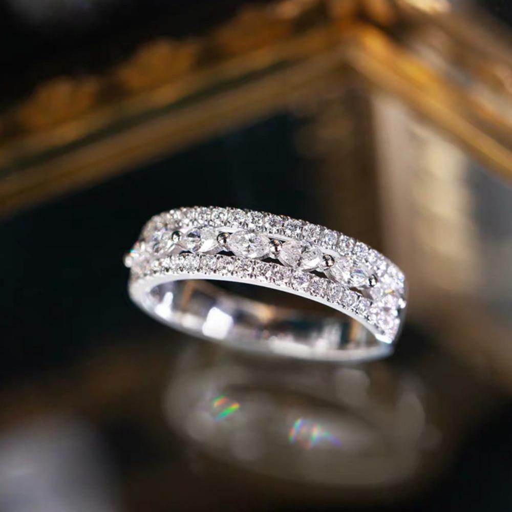 

Elegant 18K Gold Plated Marquise Zircon Diamond Ring for Women Luxury Designer Fashion Jewelry no. 6 платиновый