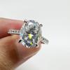 Luxury Wedding 1ct 2ct 925 Silver White Gold Plated Oval/Radiant Cut VVS Lab Grown Moissanite Diamond Engagement Ring for Women