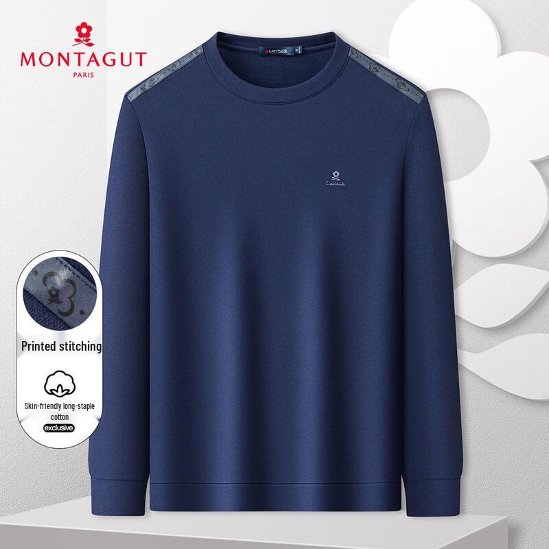 MONTAGUT Men s Cotton Blend Print Patchwork Round Neck Sweatshirt 50