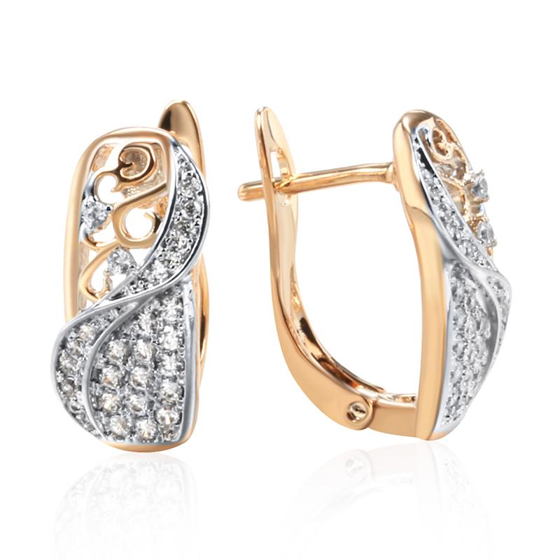 

Fashion Ethnic Pattern Women Earrings Rose Gold Color Mix Natural Zircon English Earrings Daily Fine Jewelry