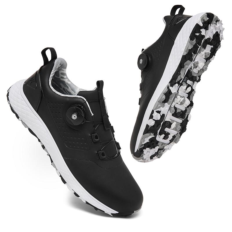 Waterproof Golf Shoes Professional Golfer Sport Sneakers Men Golf Turf Sneakers Grass Golfing Comfortable Walking Footwear Black
