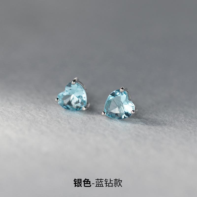 925 Sterling Silver Heart Zircon Piercing Stud Earrings Wedding Luxury Elegant Jewelry For Woman Wholesale Accessories