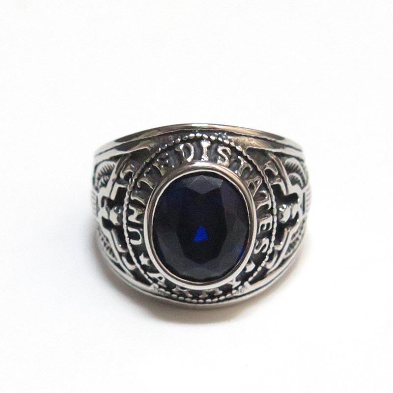 2026 European and American Gemstones Retro Ring Couple Index Finger Eagle Army Ring Retro Army Ring