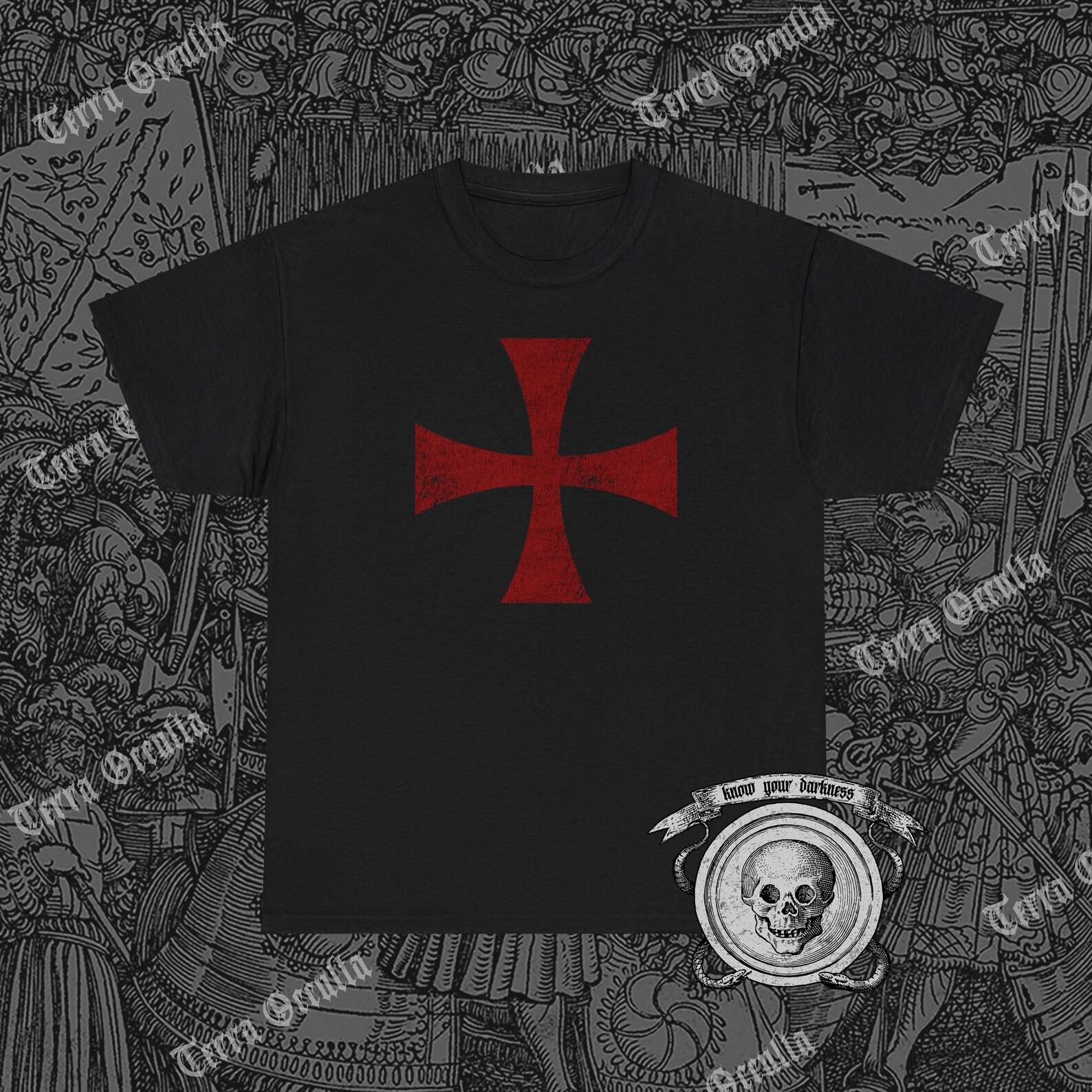Knights Templar Cross Shirt, Medieval Crusader Sacred Symbol L