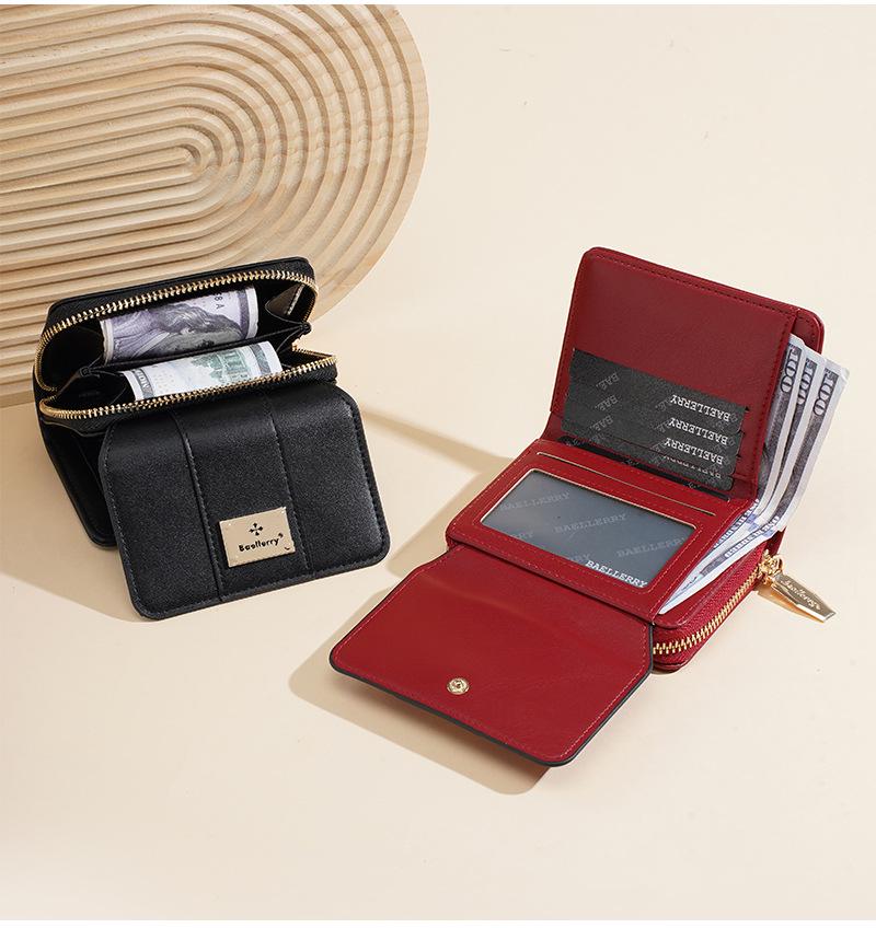 Baellerry Women's Short Tri-Fold Wallet with Multiple Card Slots and Coin Purse