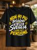 Italian No Alarm Clock Retiret Clean Bold Yellow Text With Simple Clock Accents Modern Retired Unisex All Tshirt