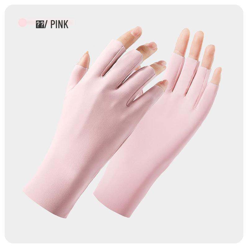 Damskie rękawiczki rowerowe bez palców z jedwabiu lodowego chroniące przed promieniowaniem UV