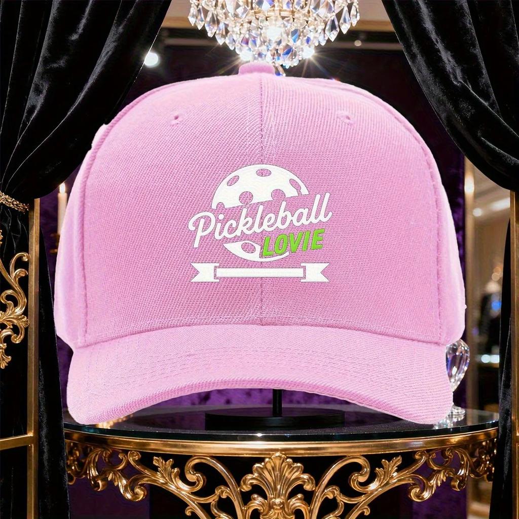Pickleball Lovie Graphic Baseball Cap Adjustable Polyester Sun Protection Sports Hat