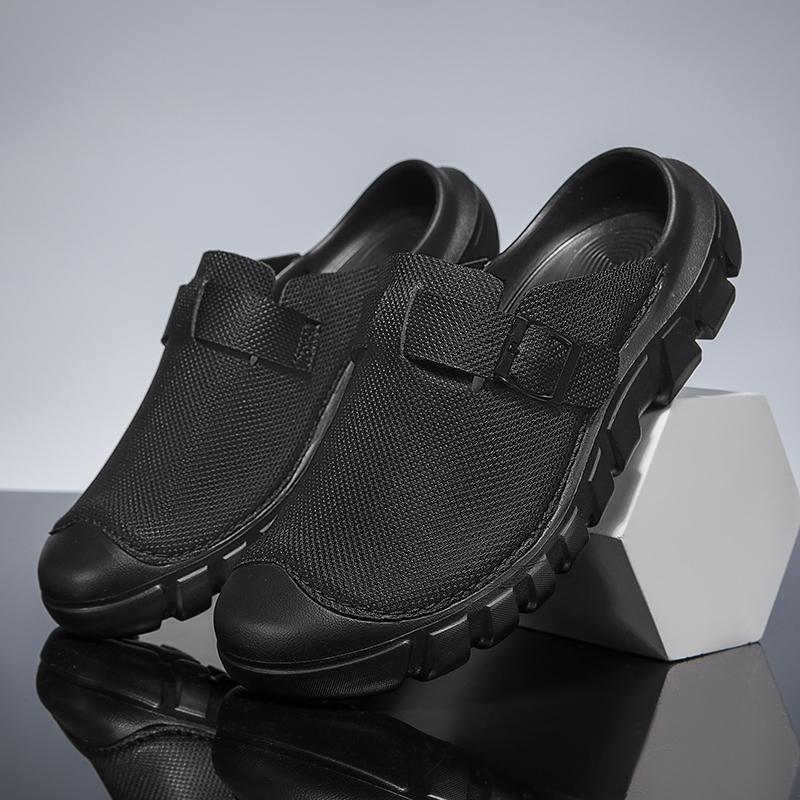 Summer Mens Casual Shoes Mesh Breathable Half Slippers Fashion Walking Sneakers Handmade Male Sandals Lightweight Non-slip Clogs