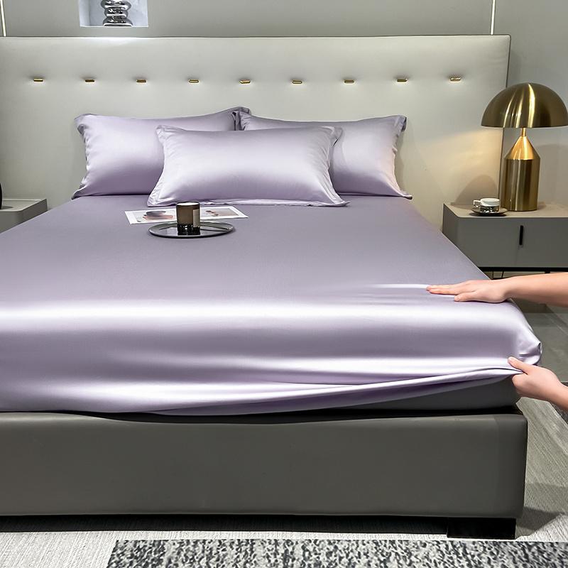 Weißes Unifarbenes Spannbettlaken-Set Tencel Spannbettlaken mit Kissenbezügen Weich Glatt Premium Hotelqualität Queen Size Bettwäscheset