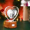 Personalized Heart Night Light 3D Crystal Lamp Custom Photo Picture Engraved Led Light 7 Color with Music Wood Base Personalized Gift for Women