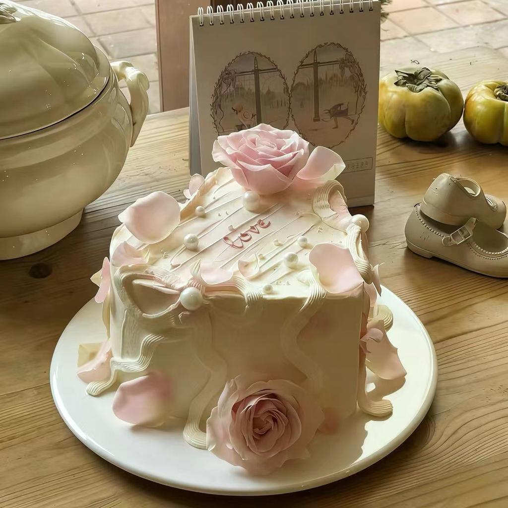 Princess Pink Wedding Birthday Simulated Cake Model Decoration Dessert Shop Cake Sample Display Ornaments Live Props Accessories
