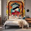 Boho Chic Wall Tapestry With Moon Phase Floral Starry Sky Design Bedroom Yoga Studio Decor