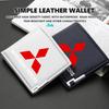 Leather Car Logo Men Wallet ID Credit Card Holder License Bag Gift For Mitsubishi Outlander Lancer Cross Colt Xpander Mirage