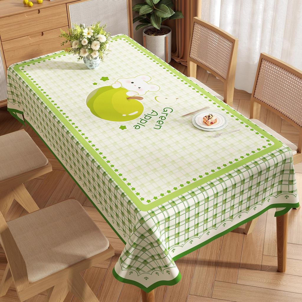 Masa Örtüsü Su Geçirmez ve Yağ Geçirmez Kalıcı PVC Yemek Masası Masa Örtüsü Küçük Taze Çizgi Film Masa Örtüsü Dikdörtgen Sehpa Masa Örtüsü