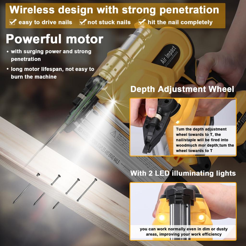 Cordless Electric Nail Gun Woodworking Straight/N-shape Nails Universal Nailing Machine For Battery New