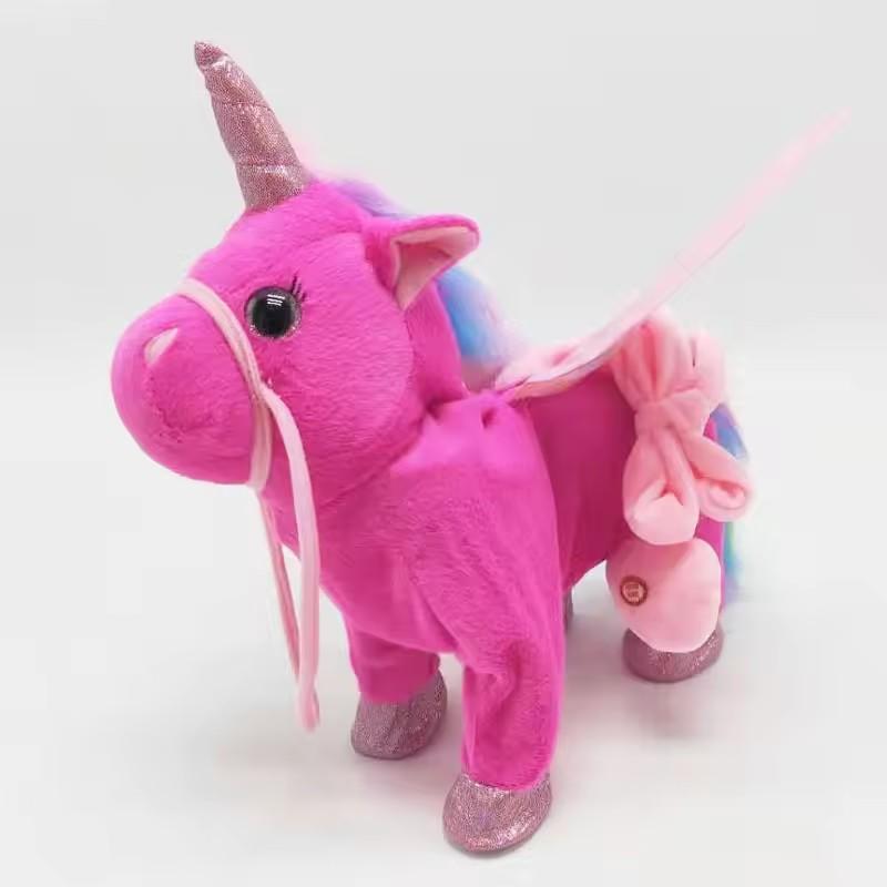 New Electric Walking singing Unicorn Plush Toy Stuffed Animal Pegasus Pony Toys 35cm Music Unicorn Toy for kids Christmas Gifts