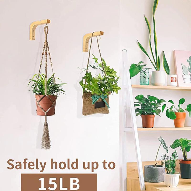 1/2Pcs Natural Wood Wall Plant Hangers Hanging Flower Pot Hook Nordic Flower Bracket For Lanterns Wind Chimes Balcony Home Decor