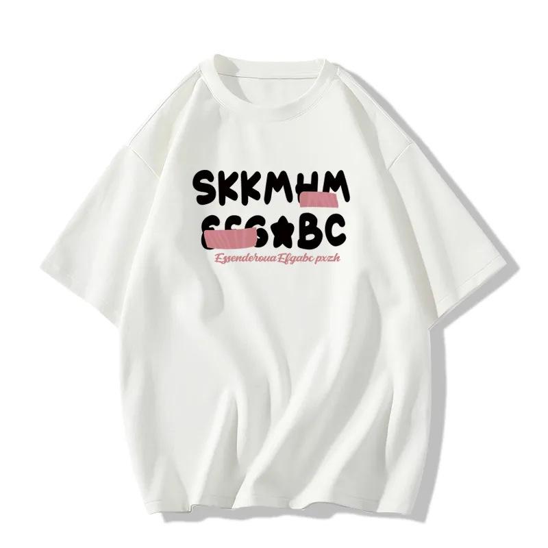 

Women s American Style Letter Print Cotton T-Shirt (Summer 2025, Loose Fit) 3XL 146-170 jin