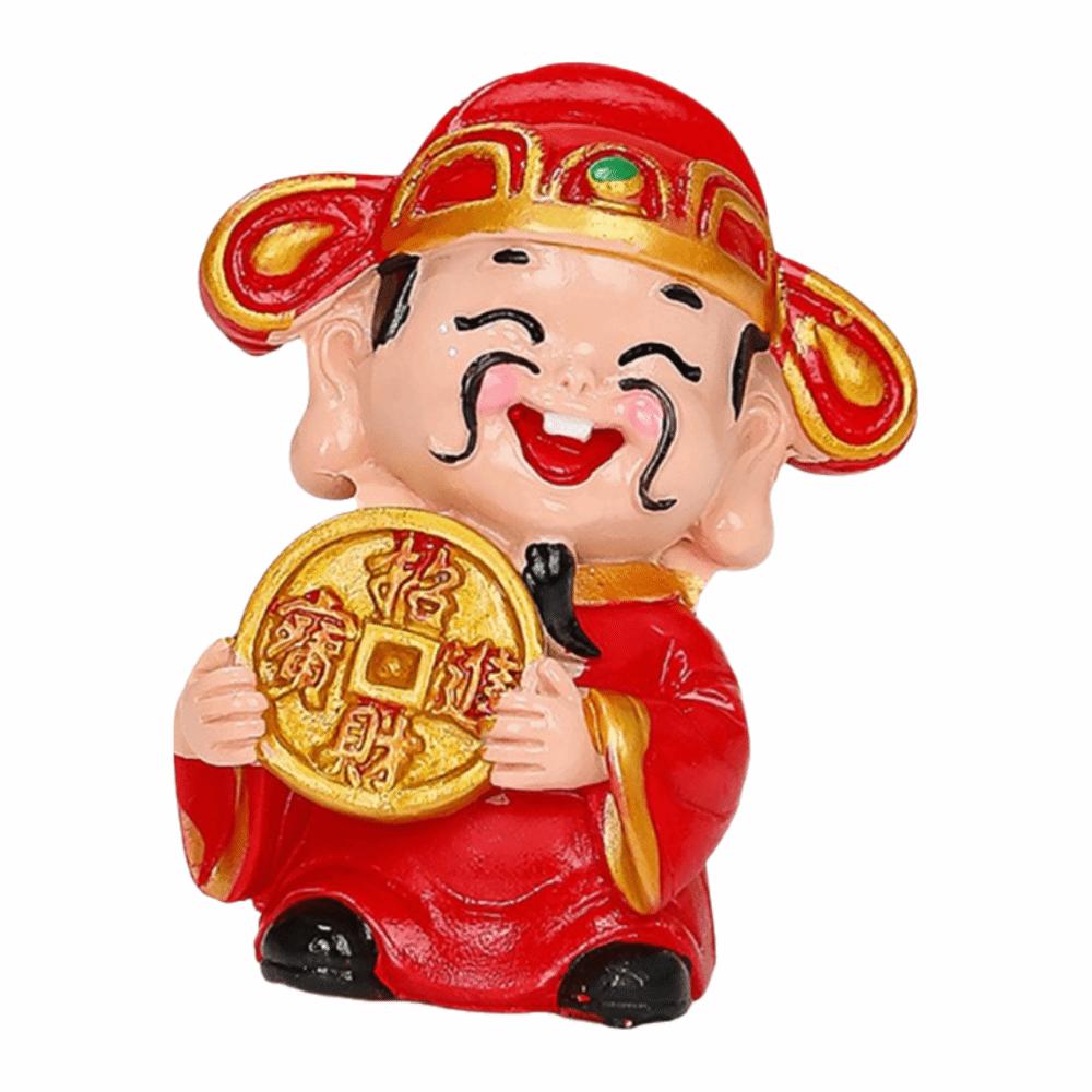 Rote Mini-Gott des Reichtums Figur Maskottchen-Stil Harzmaterial Harz-Maskottchen-Verzierungen Reichtums-Maskottchen Glücks-Accessoires