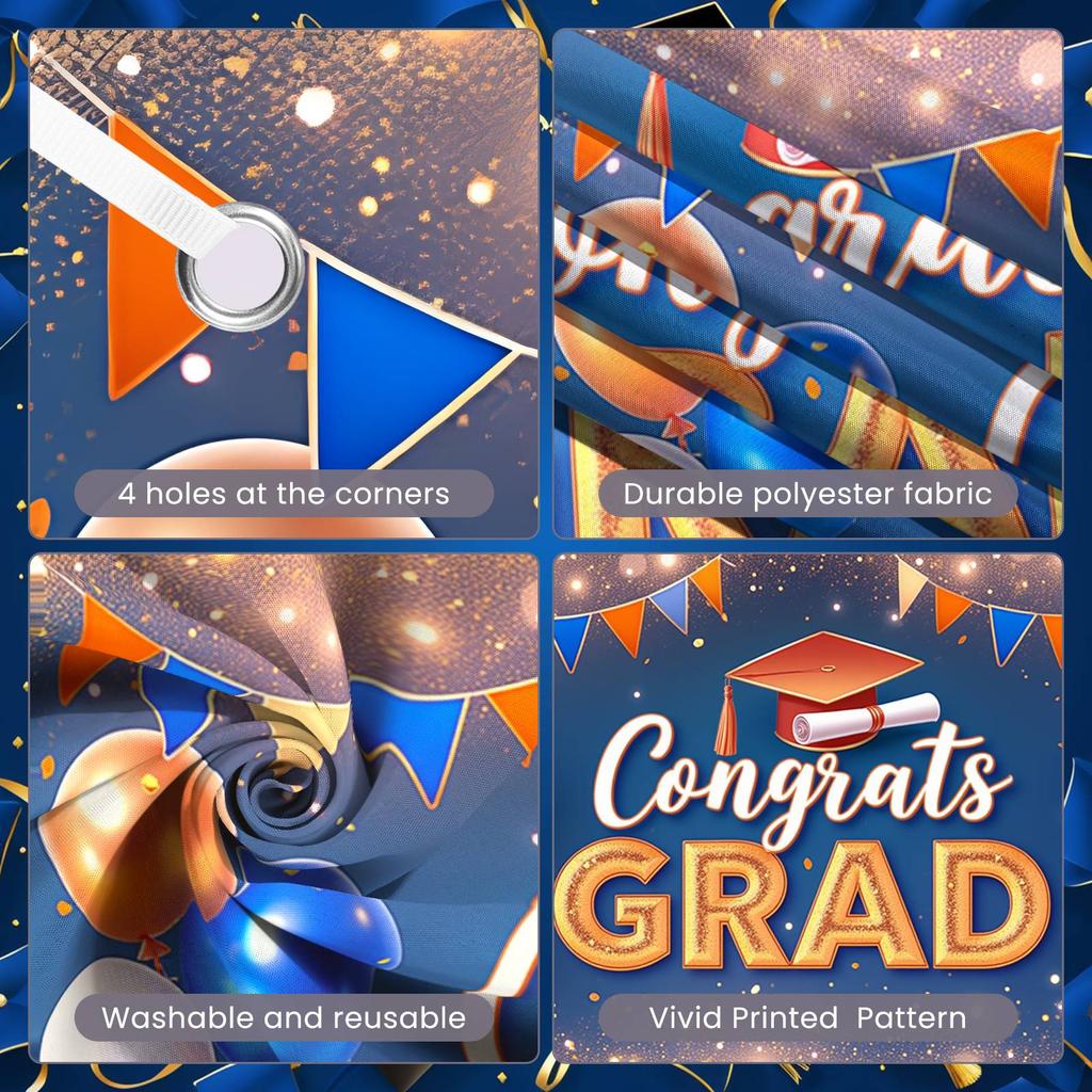 Graduation Banner Graduation Cap Design Academic Celebration Display Graduation Background Triangular Flags Grad Party Backdrop