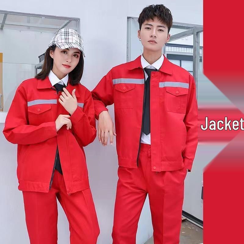 Men's Reflective Long-Sleeve Workwear Set - Durable Auto Repair Attire for Spring & Autumn