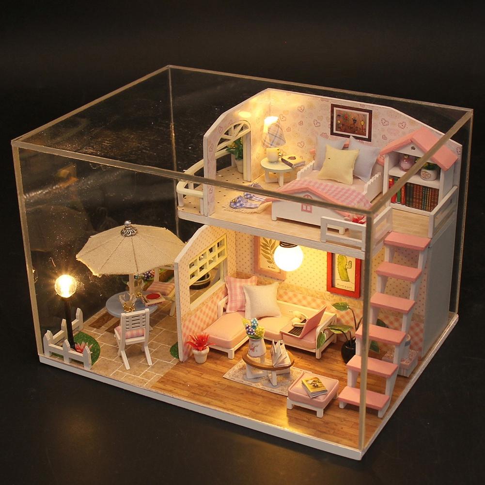 DIY Miniature House 3D Wooden Handmade Dollhouse for Children Birthday Gift
