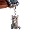 2Pcs Keychain 2D Cat Design Acrylic Charm Key Chain Backpacks Handbags Cars Decorative Pendant Accessories