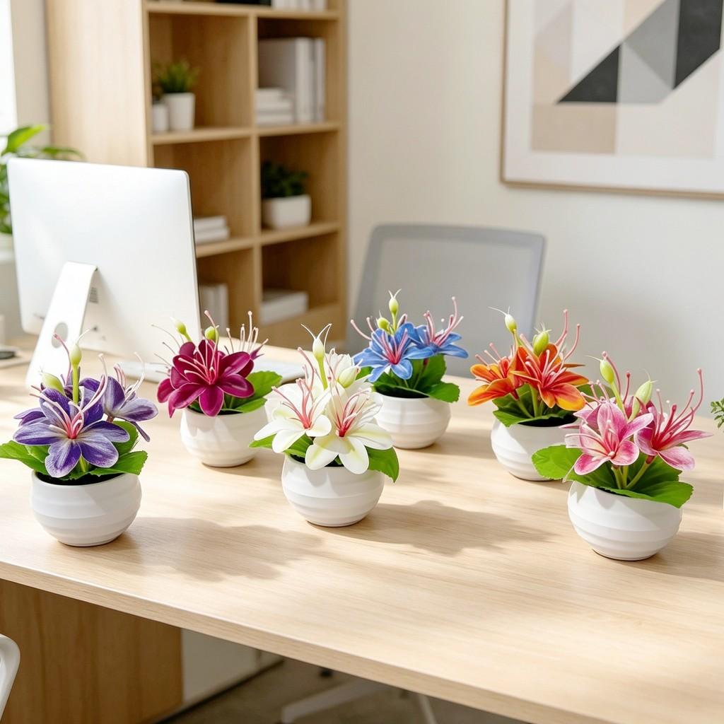 Mini Artificial Jasmine Bonsai Plant With Soft Plastic Leaves For Home Decor And Photography Props