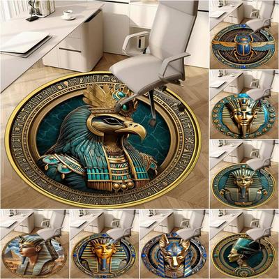 Egyptian Symbolism Compass Circular Rug - Office Decorative Carpet For Living Room Bedroom Door Mat Floor Rug Computer Chair Area Rug