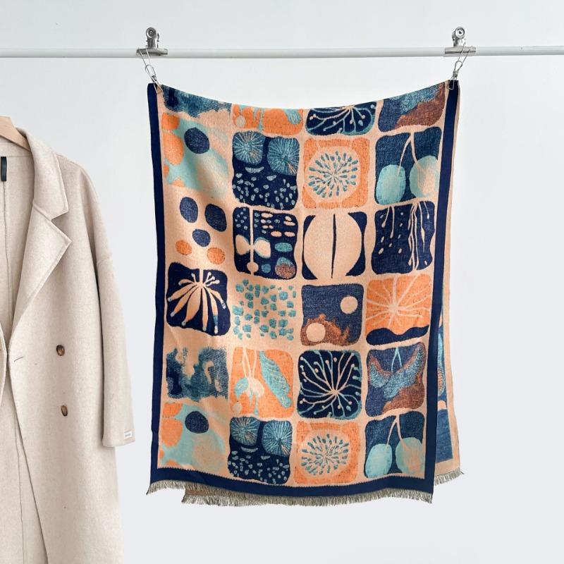 Winter New Imitation Cashmere Scarf Women's Abstract Art Oil Painting Warm Couple Scarf Air Conditioner Shawl