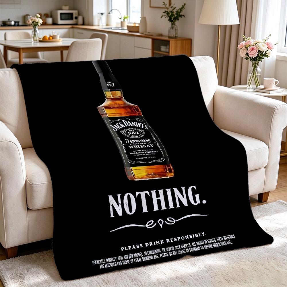 Classic Jack Daniel'S Tennessee Whiskey Flannel Printed Blanket Thick Warm Throw Blanket For Living Room Kids Room Party Decor Holiday Gift