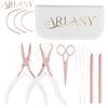 ARLANY Hair Extension Pliers Tool Kit Microlink Pliers for Sewing Weft Extensions Micro Ring Loop Needle Pulling Hook Threader