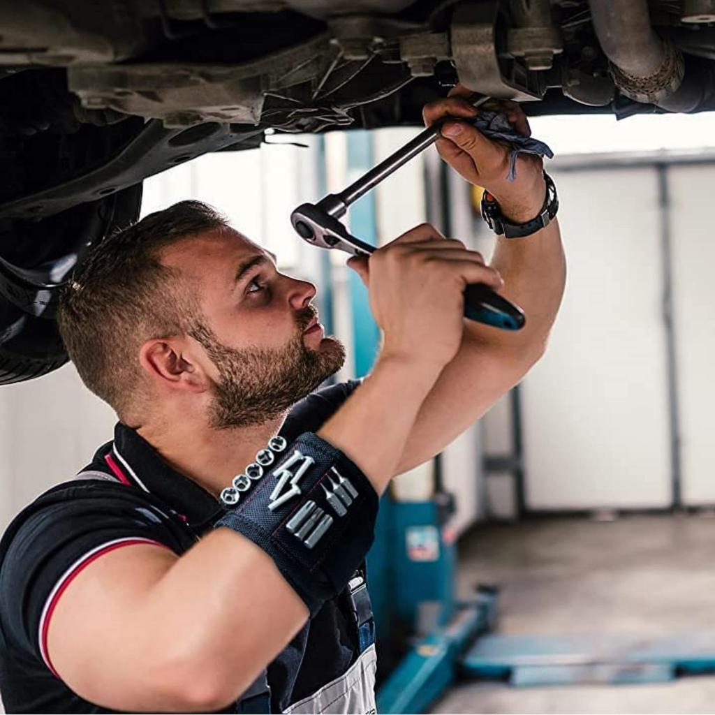 Magnetic Wristband Tool Belt with 10 Strong Magnets for Fixing Screws Nails Bolts Drills Fasteners Scissors Best Gift for Men