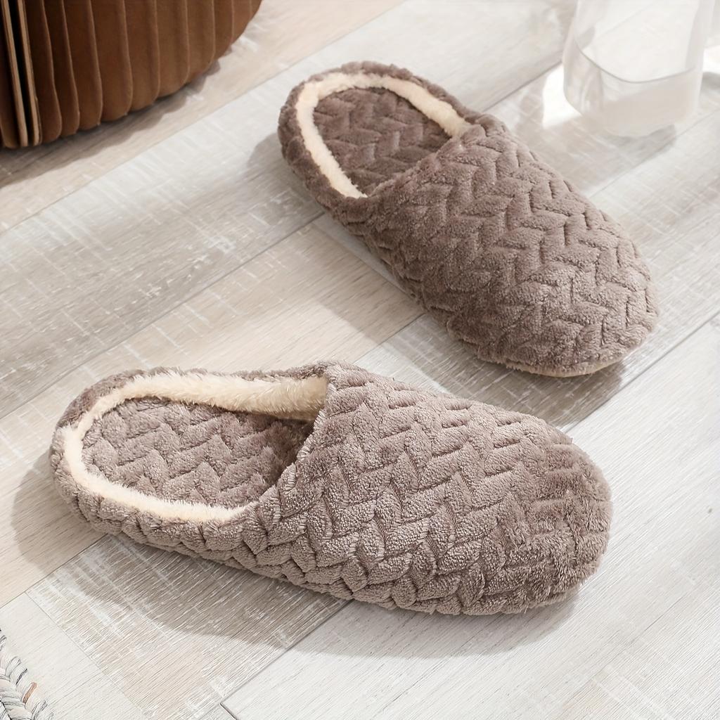 Cozy Women'S Indoor/Outdoor Slip-On Slippers - Soft Fabric, Non-Slip Flat Heel, Solid Color, All-Season Comfort Shoes with Hand Washable Design