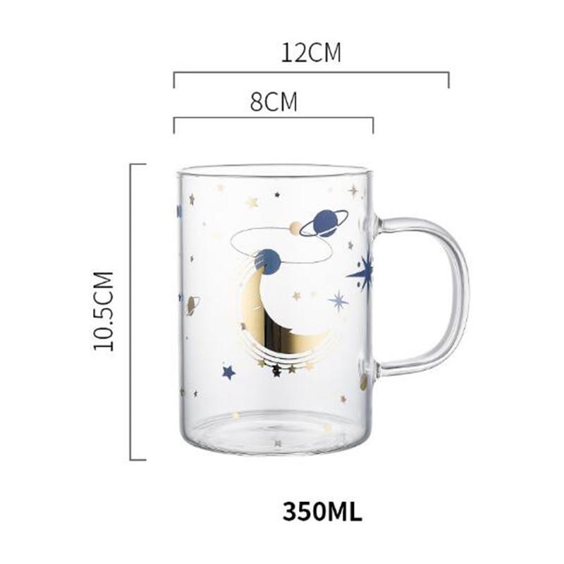 350ml Heat-Resistant Coffee Cups Creative Mugs with Star Universe Design Beautiful Tea Milk Glasses for Kids Girls Breakfast Ori
