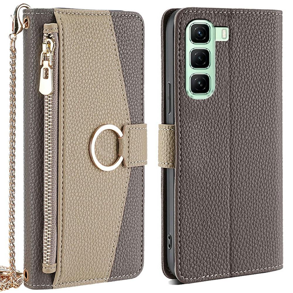 Pro Infinix Hot 50 5G Pouzdro Zrcadlová Peněženka Kožený Kryt na Telefon s Řetízkem Ramenní Popruh