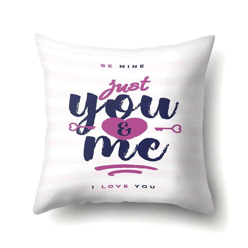 Valentine's Day Letter Love Pattern Printed Pillow Cover Sofa