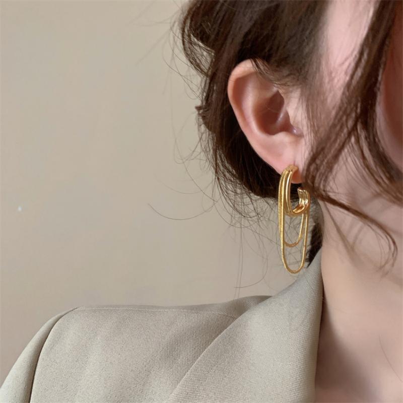 Temperament Metal Tassel Geometric Earrings 2024 New Design Jewelry Wedding Party Luxury Accessories for Women Gift
