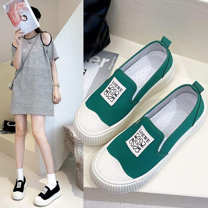 Canvas shoes women's single shoes spring and autumn Korean version casual one-pedal lazy shoes student shoes women