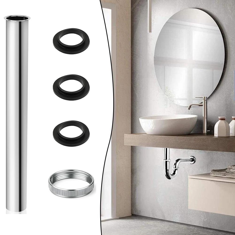 29.5cm Siphon Immersion Pipe Stainless Steel For Siphon Extension Pipe Drain Chrome Adjustable Tube Odour Trap