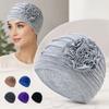 Double Layer Headscarf Hat 3D Flowers Headband Hat Simple Chemo Headwear Hat  For Women