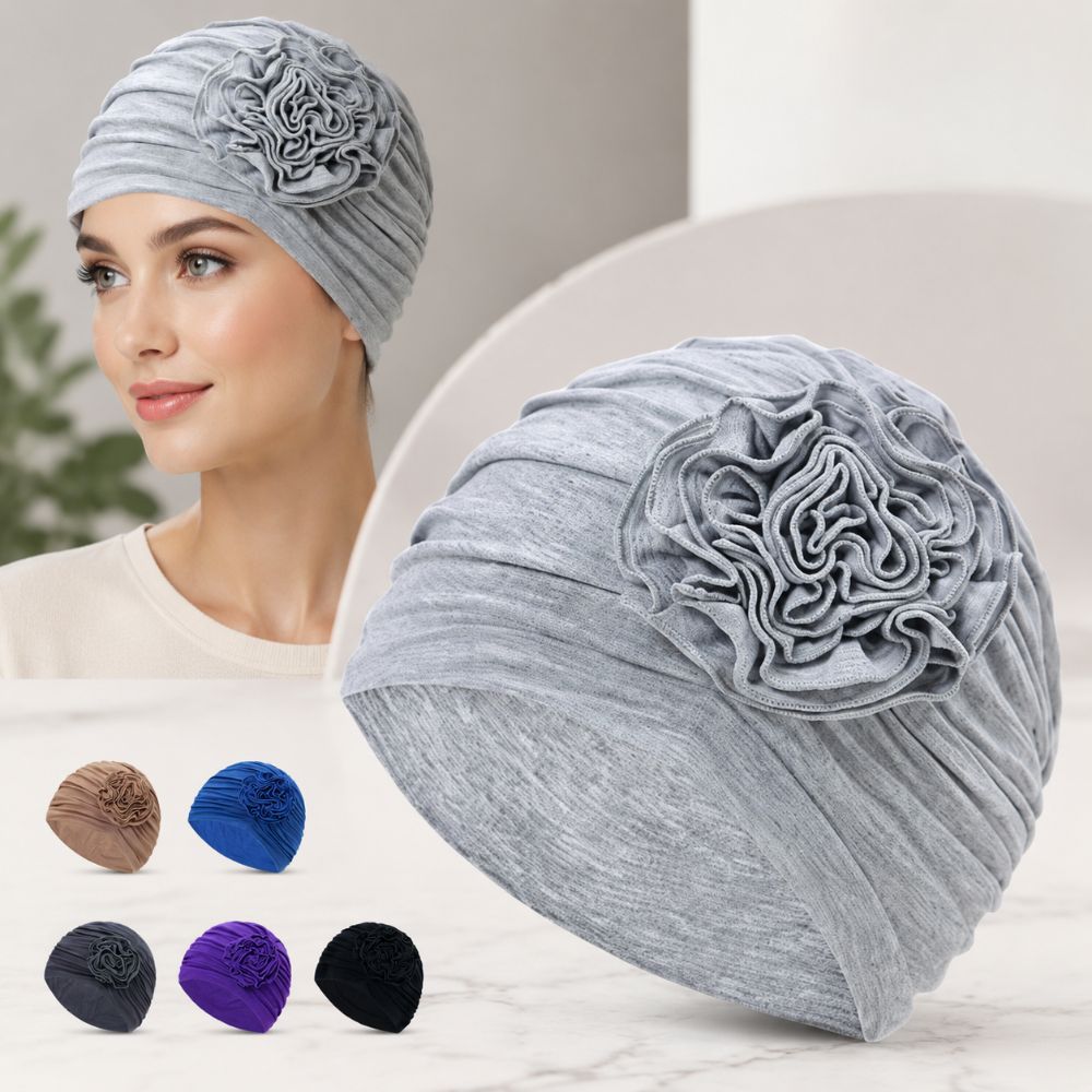 Double Layer Headscarf Hat 3D Flowers Headband Hat Simple Chemo Headwear Hat For Women