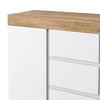 Chest of Drawers with 3 Drawers And 2 Doors, Locker, Storage Function, for Bedroom And Living Room, E1 Chipboard, White+Oak