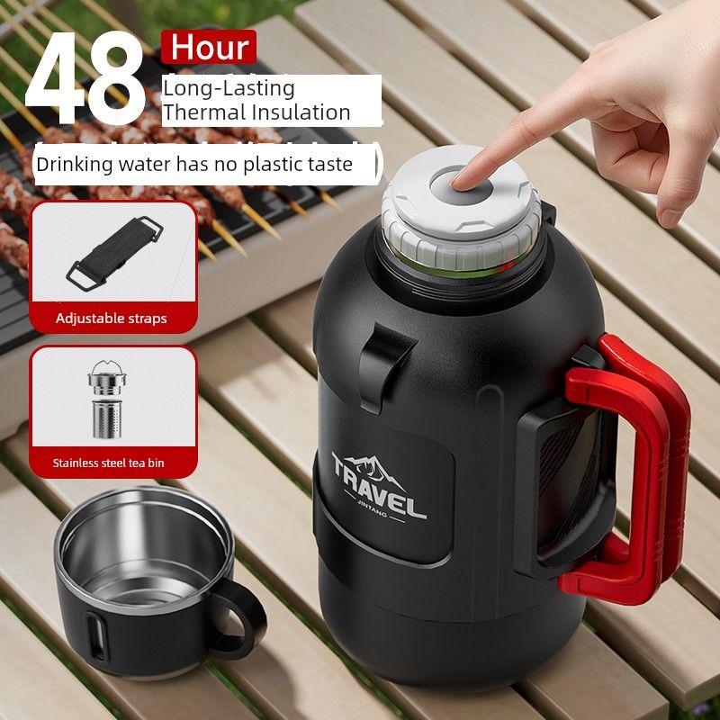 Short Stout Large Capacity Vacuum Cup Tea Water Separation Teapot 316 Stainless Steel Water Kettle Outdoor Car Kettle