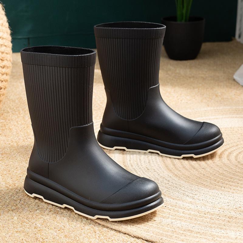 

Ретро дождевые ботинки средней и короткой длины, женский стиль, на толстой подошве, осенне-зимние новые ботинки Мартина на подошве-маффин, ботинки-сигареты 40