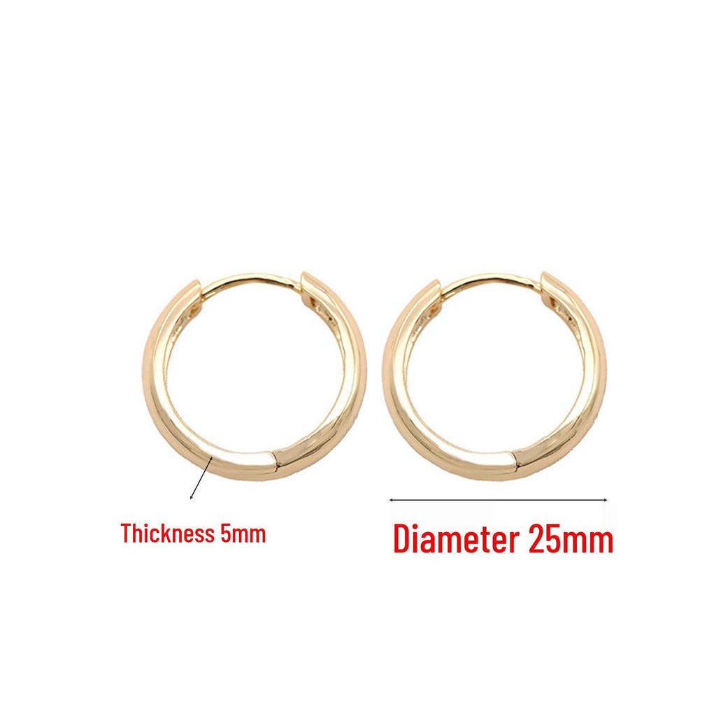 Orecchini a cerchio rotondi lisci placcati in oro 14k - Gioielli di moda eleganti e leggeri di lusso per le donne