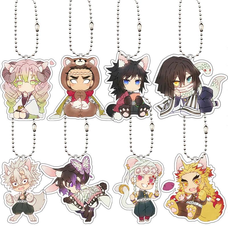 Cartoon Acrylic Nezuko Agatsuma Zenitsu Tomioka Giyuu Peripheral Keychain Pendant Decoration Fans Cute Accessory Ornaments Gifts